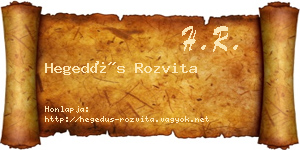 Hegedűs Rozvita névjegykártya